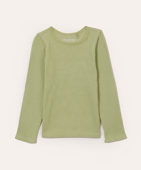 blusa canelada infantil manga longa verde 4