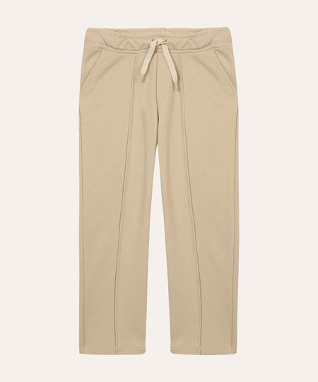 calça de moletom com friso e cordão bege 8 calça de moletom com friso e cordão bege 8