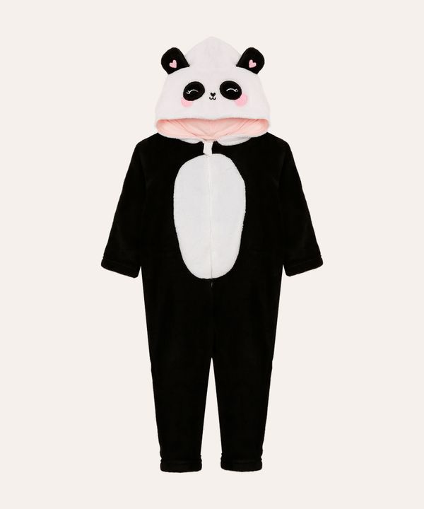 macacão de pelúcia infantil panda off white 2