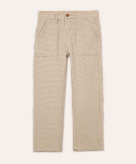 calça texturizada infantil com bolsos bege 4
