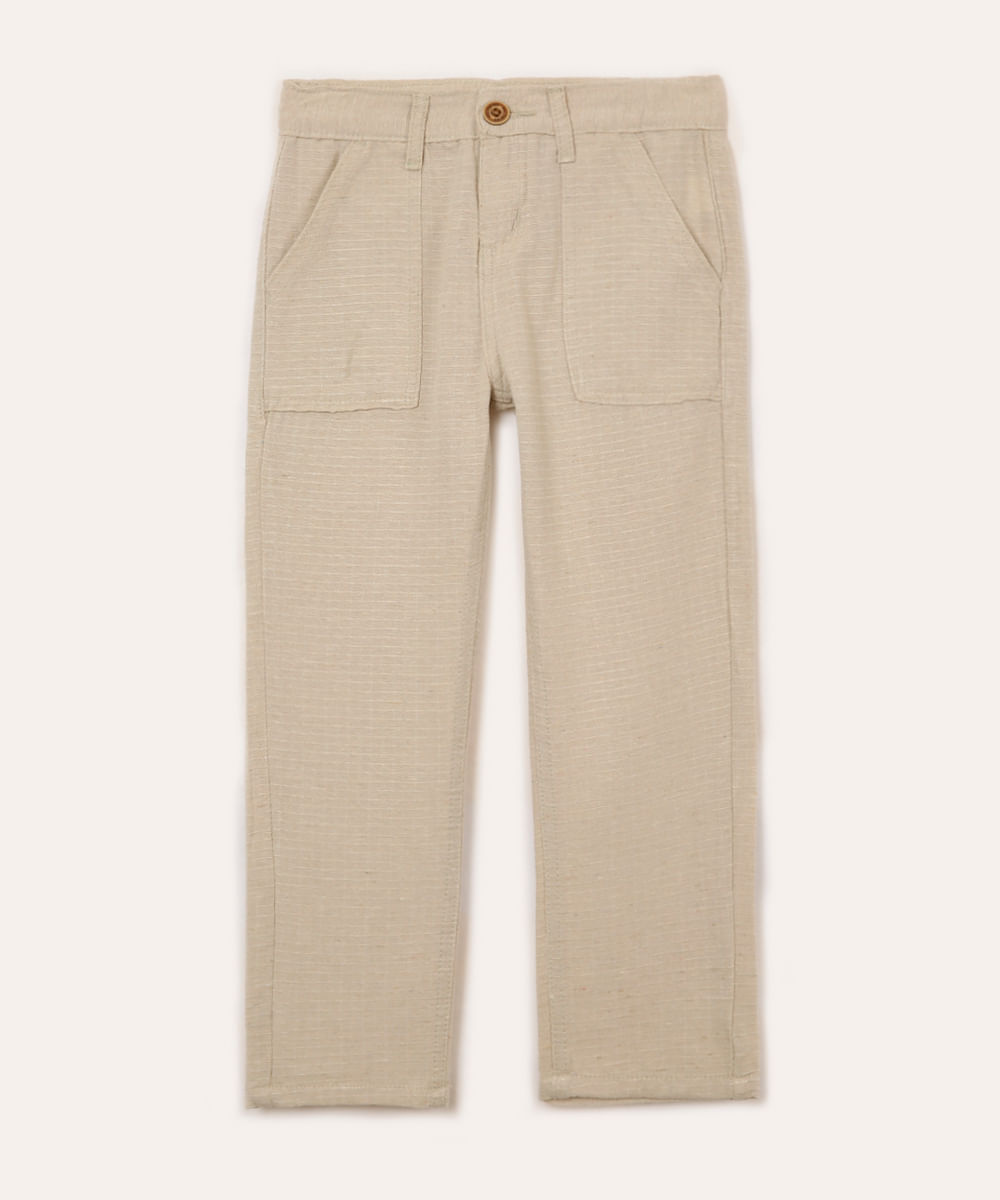calça texturizada infantil com bolsos bege