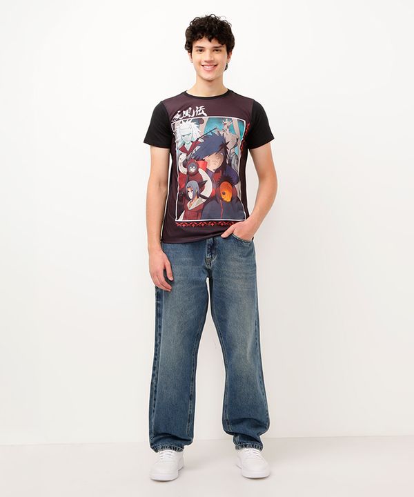 camiseta juvenil manga curta naruto preto 14