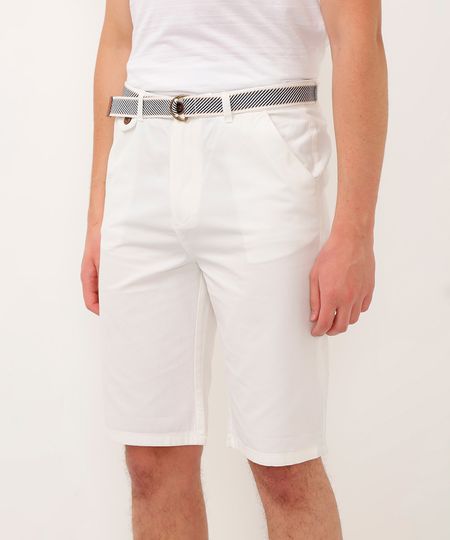 bermuda de sarja juvenil com bolsos e cinto off white 10 bermuda de sarja juvenil com bolsos e cinto off white 10