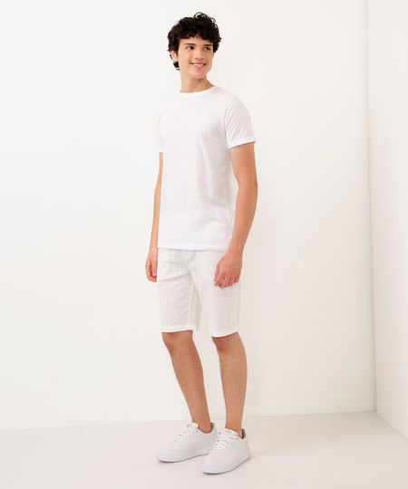 bermuda juvenil de algodão com bolso off white 10 bermuda juvenil de algodão com bolso off white 10