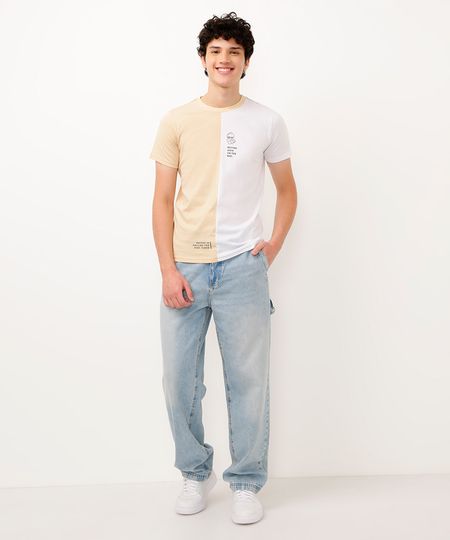 camiseta juvenil de algodão better days manga curta bege 12 camiseta juvenil de algodão better days manga curta bege 12