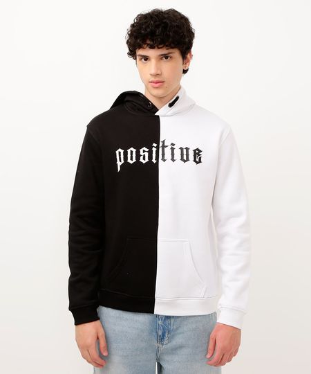 blusão de moletom juvenil positive com capuz colorido 10