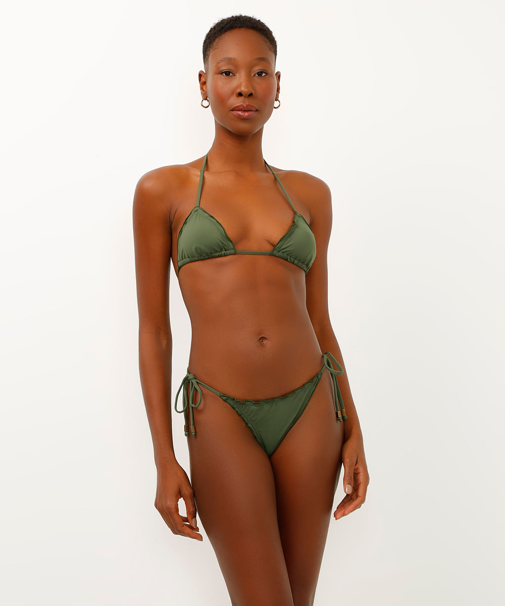 biquíni calcinha tanga fru fru proteção uv verde