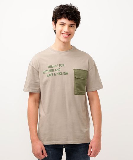 camiseta de algodão infantil com bolso manga curta verde 10