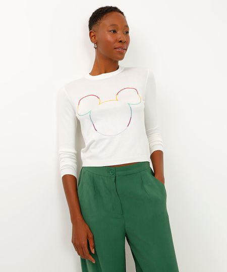 suéter de tricot mickey pride off white P