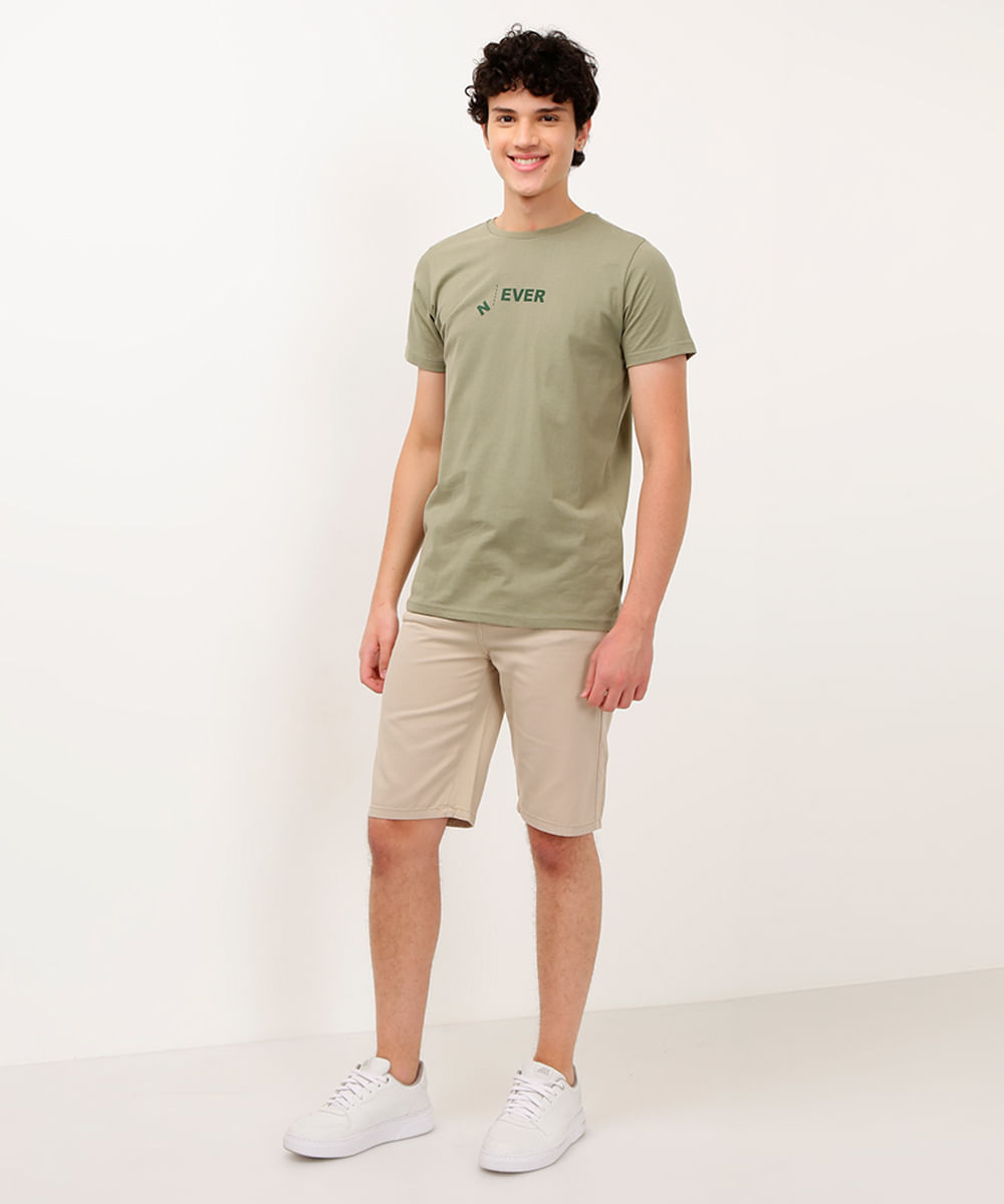 bermuda de sarja slim juvenil bege