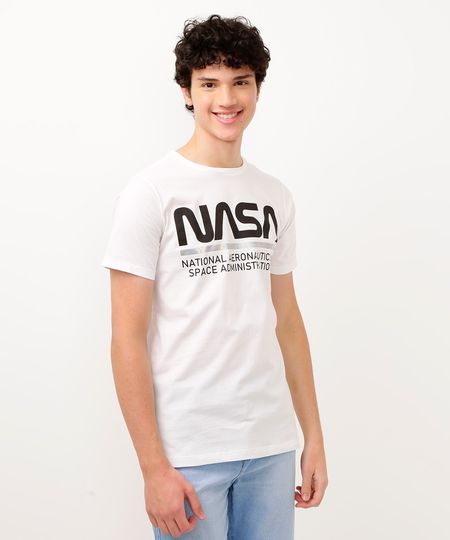 camiseta de algodão juvenil nasa manga curta off white 10 camiseta de algodão juvenil nasa manga curta off white 10