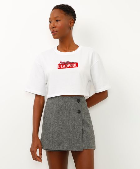 cropped de algodão deadpool off white PP cropped de algodão deadpool off white PP