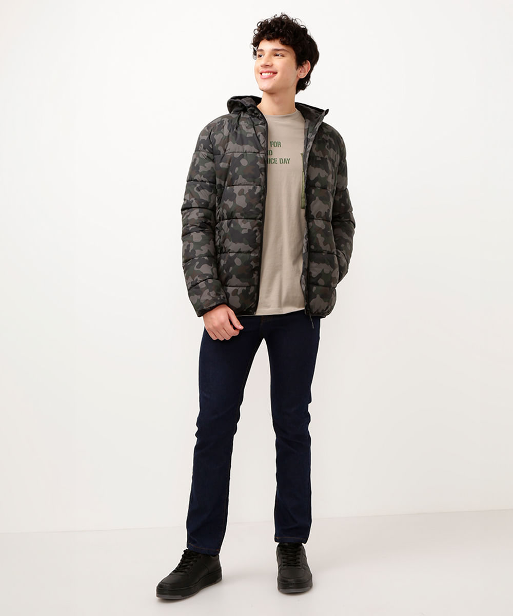 calça jeans slim juvenil azul