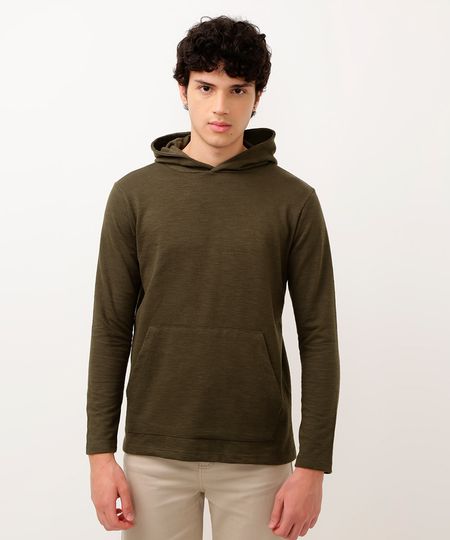 blusa de moletinho juvenil com capuz manga longa verde militar 10