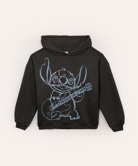 blusão de moletom juvenil stitch com capuz cinza 12 blusão de moletom juvenil stitch com capuz cinza 12