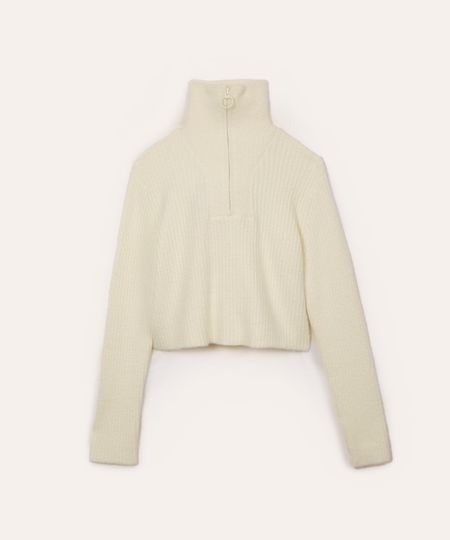 blusa cropped de tricot gola alta juvenil off white 12