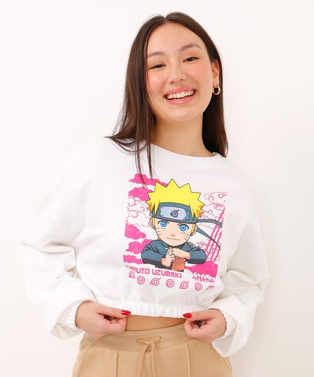 blusão cropped juvenil de moletom naruto off white 10