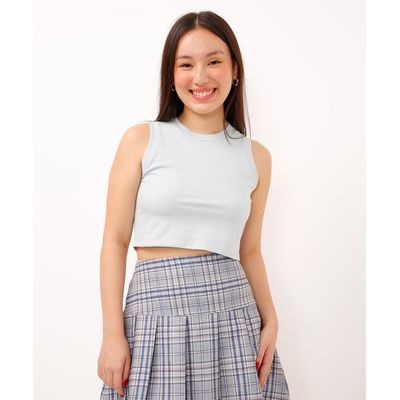 cropped de algodão juvenil alça média azul