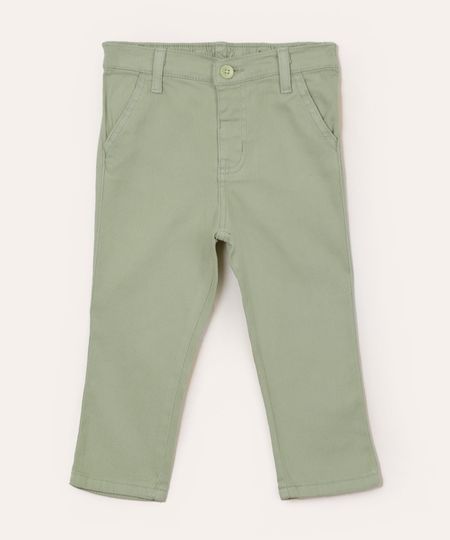 calça de sarja infantil com bolsos verde 1