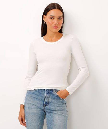 blusa de viscose canelada off white PP