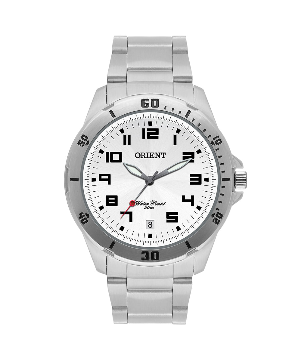 relógio masculino orient analógico calendário mbss1155a s2sx prateado