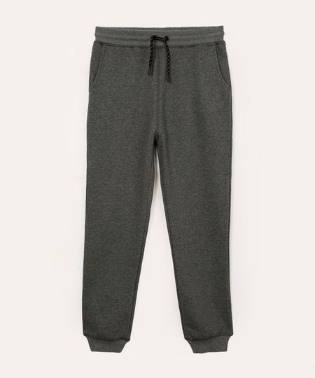 calça jogger de moletom juvenil com bolsos cinza 12