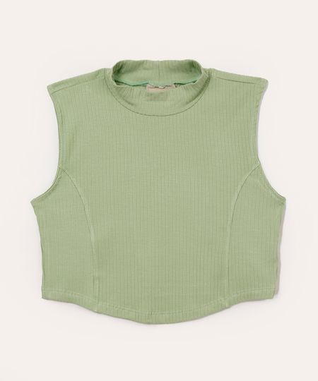 blusa juvenil de viscose gola alta canelada verde 12