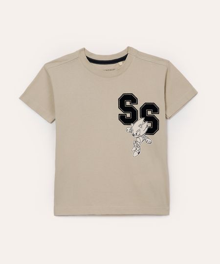camiseta de algodão manga curta infantil sonic bege 8