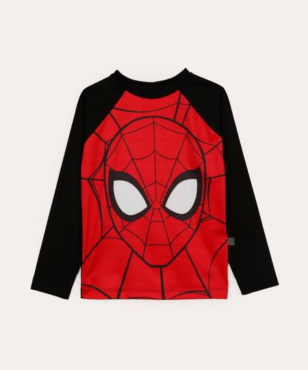 blusa manga longa infantil proteção uv homem aranha vermelha 4