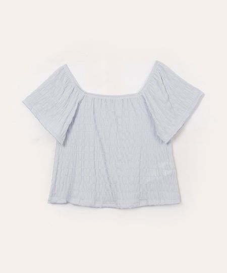 blusa ombro a ombro infantil texturizada azul 6 blusa ombro a ombro infantil texturizada azul 6
