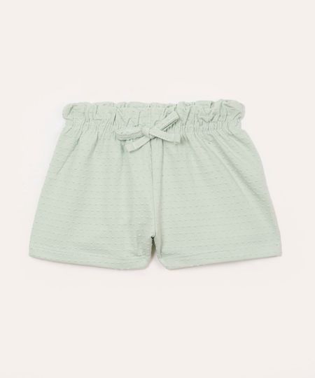 short de algodão infantil texturizado com elástico e cordão verde 1 short de algodão infantil texturizado com elástico e cordão verde 1