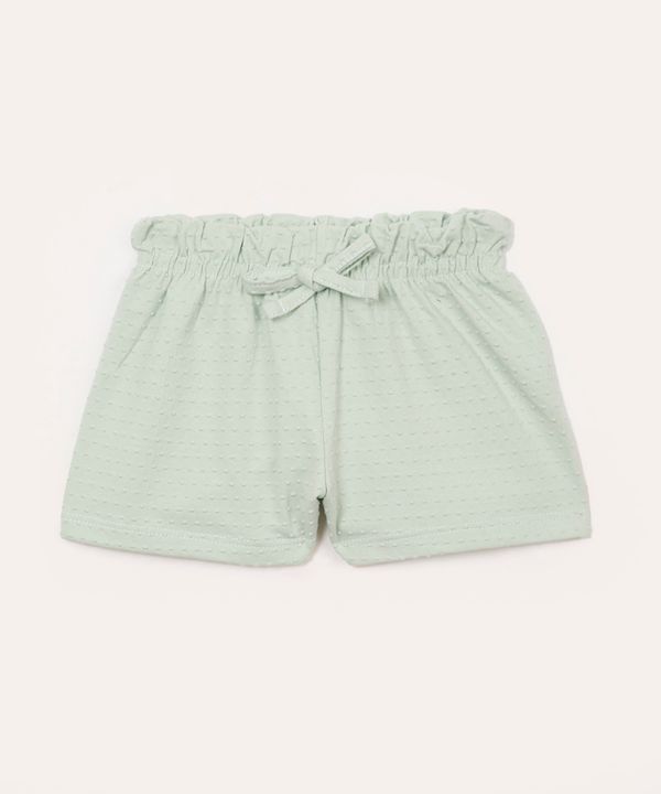 short de algodão infantil texturizado com elástico e cordão verde 4