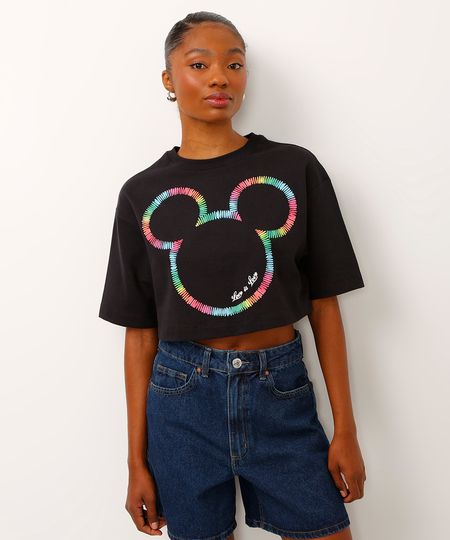 cropped de algodão infantil mickey pride preto P cropped de algodão infantil mickey pride preto P