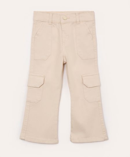 calça cargo de sarja infantil bege 3