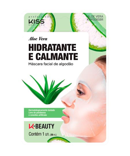 Kiss NY Professional Máscara Facial de Algodão - Aloe Vera único 20 ML Kiss NY Professional Máscara Facial de Algodão - Aloe Vera único 20 ML
