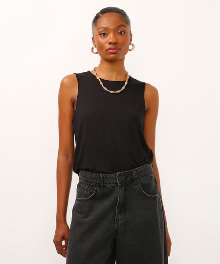 regata de viscose com recorte gota - preto PP regata de viscose com recorte gota - preto PP