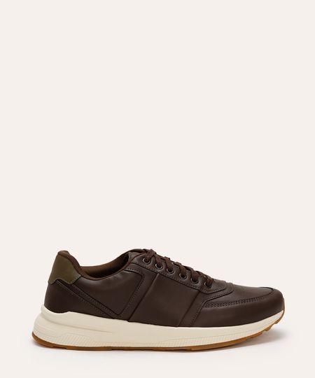 tênis jogging casual com recorte marrom 42