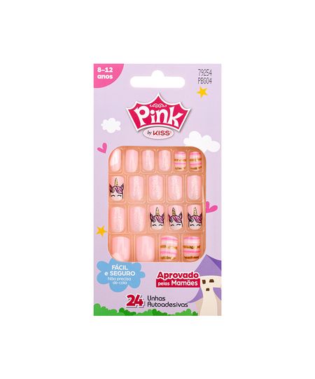 Unhas Autoadesivas Kiss New York Pink Infantil - Unicorn Único