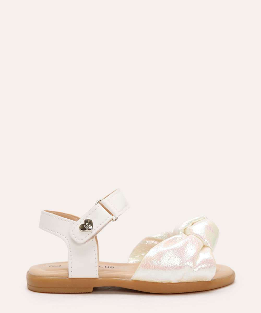 sandália infantil laço com velcro off white