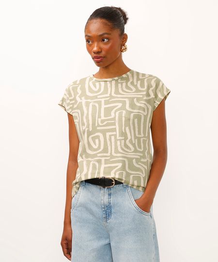 blusa de viscose geométrica verde G