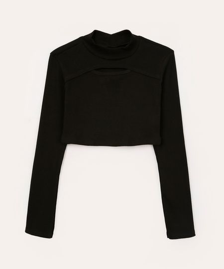 blusa de algodão juvenil cut out preto 10
