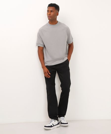 calça chino slim masculina de sarja preta 42