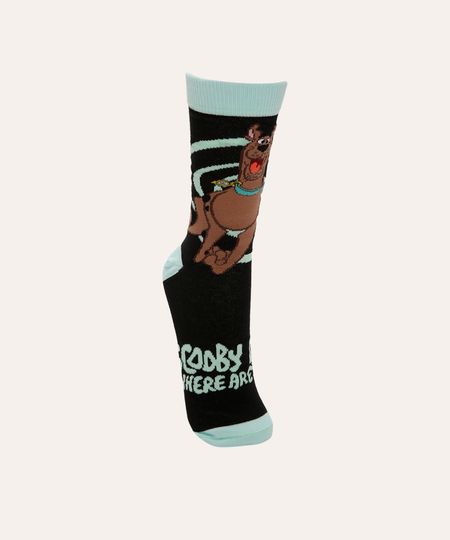 meia cano longo scooby doo preto 41-43