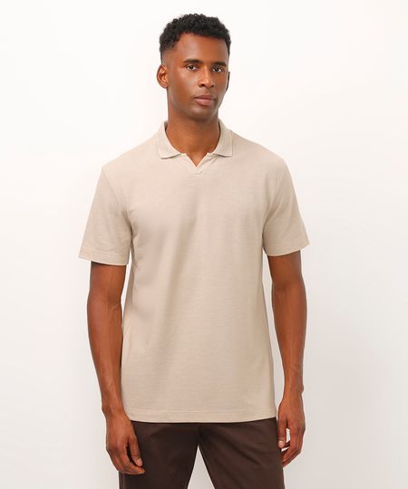 polo comfort com linho bege P polo comfort com linho bege P