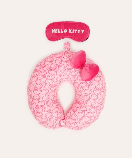 apoio de pescoço com laço com máscara de dormir hello kitty rosa UNICO