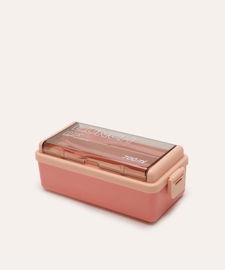 marmita com divisória e talheres rosa UNICO marmita com divisória e talheres rosa UNICO