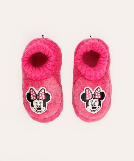 pantufa de pelúcia infantil minnie rosa 29-30