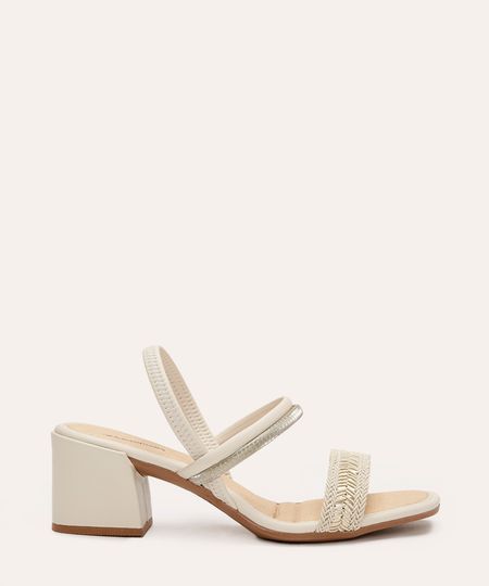 sandália tressê salto baixo bloco mississipi off white 34
