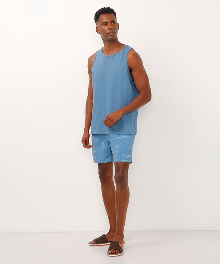 short com bolsos coqueiros azul M