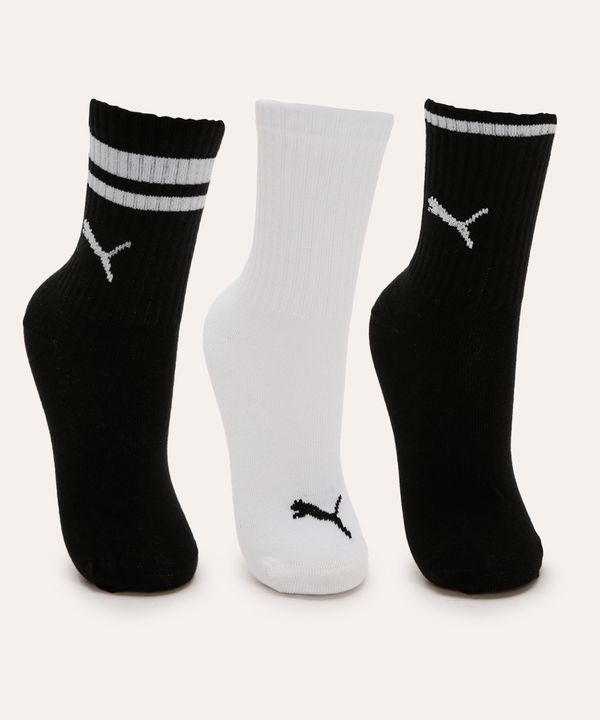 kit de 3 meias puma cano longo colorida 34-37